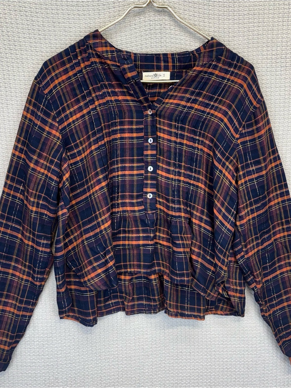 Natural Life Montana Cropped Oversize Boho Cottagecore Peasant Peplum Top, Small